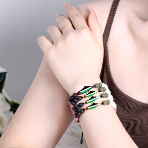 Bracelet drapeau de la Palestine avec perles naturelles-Bracelet cadeau réglable goutte à goutte d'huile pour hommes et femmes, bijoux de solidarité élégants - Product Image 4
