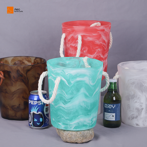 Seau à glace <span class=keywords><strong>Aquara</strong></span> en polyrésine tourbillonnée, étanche, 3L, avec poignée en corde nouée et logo personnalisé, idéal pour les fêtes, le camping et l'hôtellerie (vente en gros) - Product Image 4