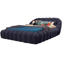 Beliebtes Neues Modernes Minimalistisches Stauraumbett Luxuriöses Kingsize-Bett mit Stabilem Kiefernholzrahmen und Bequemem Samtähnlichen Blauen Stoffbezug