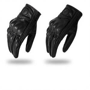 Gants en cuir véritable pour moto, VTT, cyclisme, été, en peau de chèvre, pour la conduite, avec fonction tactile, protection des articulations des poings - Product Image 2