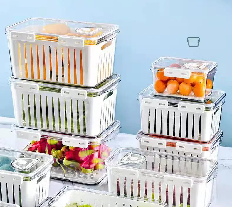 Huishoudelijke Voedsel Crisper Container Afvoer Koelkast Voedsel Opslag Food Grade Materiaal Groente Fruit Ei Opbergdoos