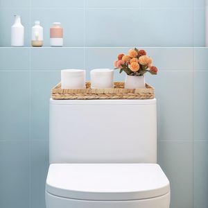 ถาดวางของในห้องน้ำแบบสานจากหวายธรรมชาติ ขนาด 16x6 นิ้ว สำหรับวางของหลังโถสุขภัณฑ์ ใช้เก็บกระดาษชำระ - Product Image 2