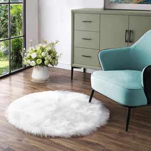 Custom <b>Round</b> Fluffy Faux Fur Rug Washable Shaggy Area Rugs Modern Design Super Shaggy Carpet <b>Mats</b> for Living Room - Product Image 1