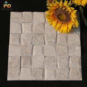 Mosaïques en travertin gris clair et mosaïques en pierre 3D pour comptoir d'îlot et mur de <span class=keywords><strong>fond</strong></span> de toilette - Product Image 1