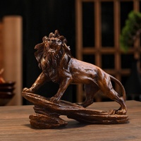 Figurine de lion en résine peinte à la main, sculpture animale marron, ornement décoratif pour salon, meuble TV, bureau, entrée