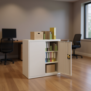 White Powder Coated Steel <b>Filing</b> Cabinet With Key Lock Office <b>Storage</b> Cabinet Commercial Furniture Minimalist Design - Product Image 2