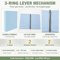 Carpeta Archivadora Personalizada de 3 Anillos A4, Carpeta de Palanca con Cubierta Resistente al Agua y 2 Bolsillos Interiores, Apertura Plana, para la Escuela y la Oficina