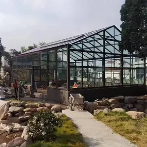 Mini invernadero de vidrio templado de 8*10m, casa verde de cultivo hidropónico