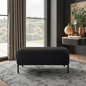 Modern Eco-Friendly <strong>Black</strong> Metal Base Soft Seat <strong>Storage</strong> <strong>Bench</strong> for Living Room Bedroom Lounge Entry Villas Hotels Apartments Gym - Product Image 2