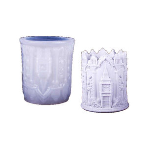Cilindro exquisito británico <span class=keywords><strong>Elizabeth</strong></span> <span class=keywords><strong>Tower</strong></span> y Big Ben gráfico DIY silicona cemento resina yeso flor tarro maceta florero molde - Product Image 4