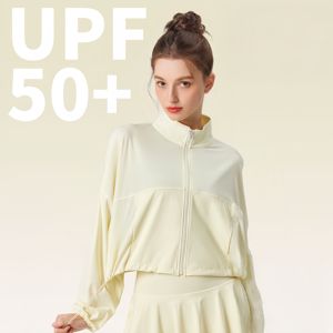 Pakaian wanita pelindung matahari, Set proteksi matahari, kerah berdiri, jaket Crop penuh dengan rok menyala, pakaian olahraga kasual luar ruangan - Product Image 2