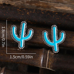 Pendientes de Cactus turquesa Desert Vibes para <span class=keywords><strong>mujer</strong></span> y niña, pendientes de piedra de Cactus bohemios occidentales, venta al por mayor, tachuelas de <span class=keywords><strong>Saguaro</strong></span> Turquesa - Product Image 6