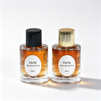 Flacon de parfum en verre transparent luxueux vide de 50 ml, flacon de parfum cylindrique avec pulvérisateur et étiquette personnalisée