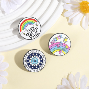 Spilla Smaltata Rotonda per la Consapevolezza sull'Autismo, Distintivo in Lega Arcobaleno per la Salute Mentale Autistica - Product Image 3