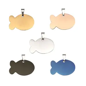 Wholesale custom blank metal stainless steel logo printed engraved pet ID tag bone fish dog tag for promotion