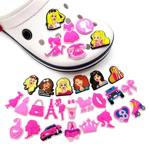 BSBH Barbi Custom Croc Charms Princesa Bling Soft Pvc Girls Pink Barbi Croc Shoe Charms