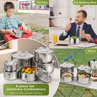 Boîte à lunch en acier inoxydable 304, contenants étanches avec couvercles pour collations, enfants, kimchi, soupe, salade, bol pour camping, pique-nique