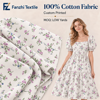 Tissu en coton imprimé numérique personnalisé motif floral anglais raffiné, doux, 140 g/m², pour robes, chemisiers et quilting