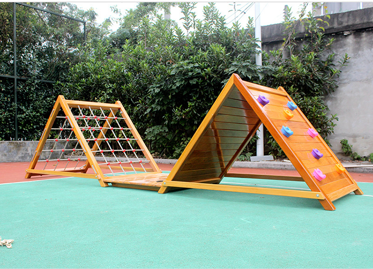 Small Size Kids Wooden Outdoor Playground Multifunction Outdoor Amusement Park Wooden Equipment For Children