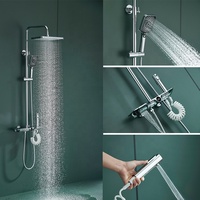 Robinet de salle de bain intelligent en laiton chromé argenté, piano à affichage numérique, mitigeur de douche, système de pluie, colonne de jet
