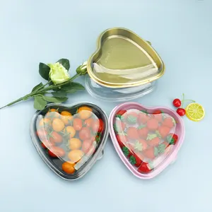 Boîtes à chocolat blanches, plateau d'emballage en plastique, en forme de cœur de fraise