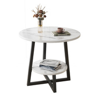 Petite table basse, table d'appoint pour canapé, table de salon, mini étagère, table de balcon, rangement minimaliste à double niveau, mobile, en métal