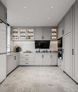 SANTOPOVA Armoire de cuisine personnalisée brillante bleue modulaire de luxe Shaker PVC Prodeco Standard Bois Granite Évier Fournisseur d'usine - Product Image 4