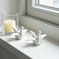 Petite figurine en céramique de grue en papier, décoration de table japonaise, oiseau en origami en porcelaine, artisanat de bureau, cadeau