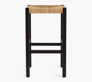 Tabouret de bar en bois avec siège en jonc de mer tissé à la main moderne à quatre pieds sans dos charme rustique fonctionnalité polyvalente tabouret de bar pour la maison - Product Image 5
