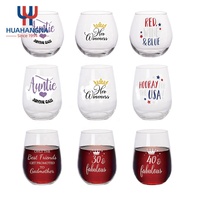 Grosir 9oz 14oz 20oz logo custom stemless wine glass personal stemless wine glass set untuk pernikahan dan bar