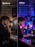 Enceintes de studio HiFi 2.0 professionnelles alimentées, pour le gaming, avec LED RGB, OEM ODM, vente en gros