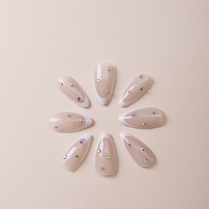 24 <span class=keywords><strong>Uñas</strong></span> Postizas de Precio de Fábrica, Punta Francesa, Degradado, Manicura, Longitud Media, Removibles, Hechas a Mano - Product Image 4