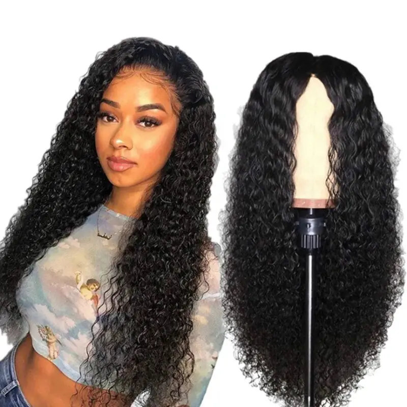 Wholesale Deep Wave Wigs Hair Synthetic Wigs Long Curly Hair African Wigs Headband for Black Women