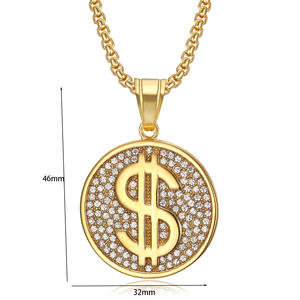 Hip Hop Iced Out CZ Bar USA Dollar Sign Waterproof <b>Non</b> <b>Tarnish</b> Free Stainless Steel Fashion <b>Jewelry</b> Pendant Necklaces Mens Male - Product Image 6