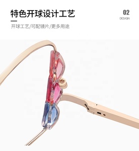 Occhiali da vista Qsky montatura occhiali da ragazza candy metal cat eye montatura occhiali anti luce blu per lenti miopia - Product Image 2