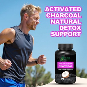 Coconut Shell Activated <b>Charcoal</b> Capsules 120 Count Natural Detox Support Promote Intestinal and Digestive Comfort - Product Image 3