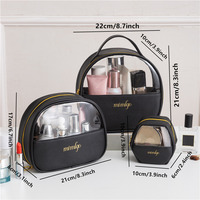 Trousse de Maquillage Moderne Style Influenceur Grande Capacité en PU Transparente Semi-Circulaire Portable pour Femme