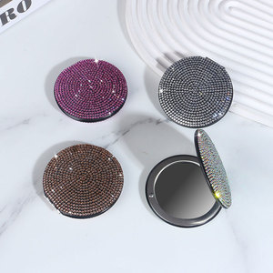 Zakspiegel met make-up, op maat gemaakte mini bling kristallen glanzende draagbare spiegel, dubbelzijdig opvouwbaar, klein hulpmiddel voor meisjescadeaus - Product Image 5