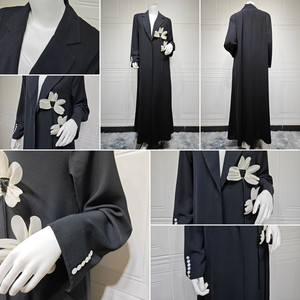 <span class=keywords><strong>Abaya</strong></span> ouverte modeste MQ272 pour femmes, robe musulmane avec décoration florale 3D, vêtements islamiques, robe Dubai noire - Product Image 6