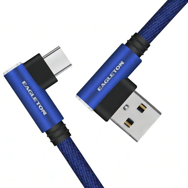 Durable Nylon Braided Type-C Cable Right Angle Cable 90 Degree 1Meter 5V2.4A Fast Charging Data Cable for Phone Tablet Camera