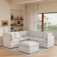 Ensemble de canapés modulaires en tissu bouclé minimaliste de luxe VOXHOME, éponge haute densité pour le mobilier de salon