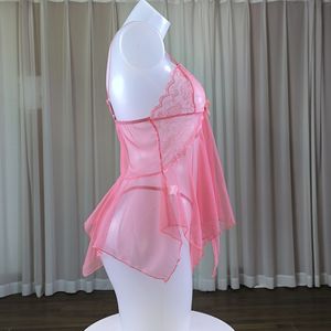 Sexy Underwear Satin Bodysuits Mesh Perspective Cute Tulle <b>Half</b> <b>Slips</b> Light Control Hole Lace Bow Nightdress Set Ladies - Product Image 3