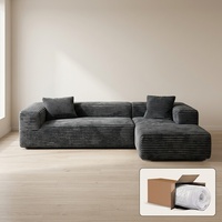 Canapé modulaire en tissu corduroy en forme de L avec mousse à mémoire de forme pour hôtel et atelier