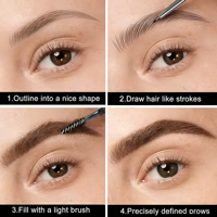 Crayon à sourcils fin à double tête 2-en-1 de vente chaude avec poudre délicate et pinceau à ruban lisse et soyeux pour le maquillage novice