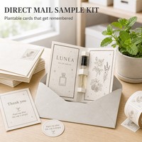 Carte d'échantillons de papier semence avec support pour flacon et enveloppe, kit de courrier direct plantable, carte personnalisée imprimée en gros