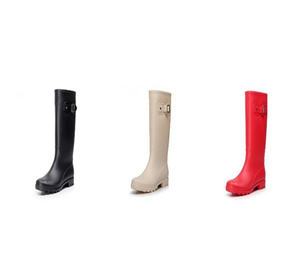 Noir Grand Mode Bottes De <span class=keywords><strong>Pluie</strong></span> pour Femmes Antidérapant Moulé Par Injection Respirant Anti-Glissant Adulte Longues Chaussures pour Été Automne - Product Image 5