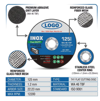 Disque de coupe de 5 pouces (125 mm) pour métal, acier inoxydable, meuleuse d'angle, haute performance, usage intensif