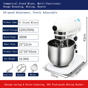 Popular Wholesale Commercial 7L Planetary Bakery <b>Flour</b> <b>Mill</b> Dough Cake Mixer Machine with 380W 220V - Product Image 3