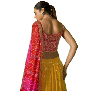 ผ้าจอร์เจียประดับเลื่อมสีเหลืองมัสตาร์ดสวยงาม2.5กก. สำหรับงานแต่งงาน - Product Image 1