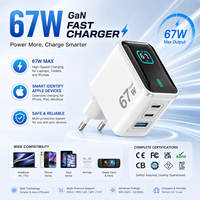 Chargeur de téléphone intelligent KYT 67W Gan Pd Pps personnalisé avec écran LED numérique, résistant au feu